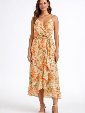 Chelsea28 Faux Wrap Floral Midi Dress NWT Small
